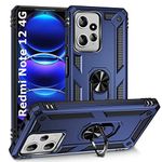 REALCASE Redmi Note 12 4G Back Cover Case | Hybrid PC Military Grade Shock Proof Armor Defender Ring Back Cover Case for Redmi Note 12 4G (Blue)