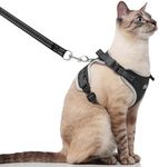 Supet Cat Harness and Leash for Walking Escape Proof, Adjustable Harness for Cats, Easy Control Small Cat Harness for Medium Large Kitten S Black