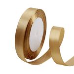 15mm Champagne Gold Ribbon for Gift Crafting, 23M Champagne Gold Double Sided Satin Ribbon Gift Ribbon Christmas Ribbon Gift Wrapping, Fabric Thick Ribbon for Presents Bouquets Cake Wedding Decor