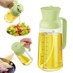 YARRAMATE Olive Oil Dispenser for Kitchen with Measuring Scale, 2 in 1 Oil Sprayer for Cooking, 18oz/550ml Food-grade Glass Oil Spray Bottle with Pourer, for Air Fryer, Salad, Frying, BBQ (Green)