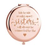 ElegantPark Sister Gifts for Sister Friend Gifts for Women Christmas Graduation Birthday Gifts for Sister from Sister Brother BFF Rose Gold Pocket Engraved Compact Makeup Mirror