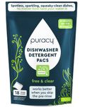 Puracy Dishwasher Pods, 18 Count, Natural Dishwasher Detergent, Free & Clear Enzyme-Powered Automatic Dishwasher Pod, Spot and Residue-Free Dish Tabs, 2-in-1 Dishwasher Soap and Rinse Aid