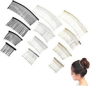 XCSJ 12pcs Peineta Para Velo De Novia Peine Lateral Para El Cabello Diy Metal Peine Del Pelo Dientes Nupciales Peine Alambre De Metal Accesorios Para Tocado Para Niñas y Mujeres (3colores, 4tamaños)