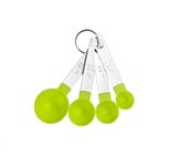 Gopendra Measuring Spoon Steel Measuring Measuring Spoons Set Measuring Cups Measuring Dry and Liquid Ingredients Set of 4 (Green Spoon)