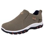 Men's Wide Hiking Shoes Slip on Loafers Trekking Sneakers Comfortable Walking Shoes with Arch Support, B24, 8.5