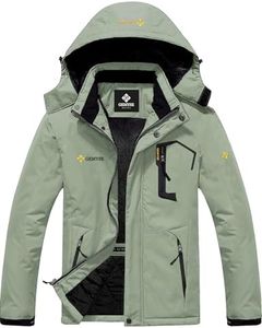 GEMYSE Men's Mountain Waterproof Ski Snow Jacket Winter Windproof Rain Jacket(Jadeite Green,Small)