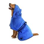 Comfpet Dog Towels for Drying Dogs, Super Absorbent Soft Dog Drying Coat,Pet Bathrobe Towel for Drying Dog, Cat, Pet Dog Cat Bath Robe Towel (Blue), XL