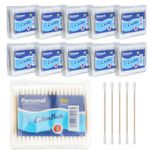 1000 Pcs Cotton Swabs, Tip Cotton Swabs for Ears, Beauty, Personal Care, Travel, 100% Natural Cotton Buds With Wooden Sticks Alcohol Swabs Applicators（10 Box*100）