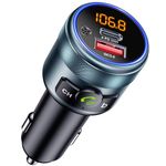 GizmoVine Car FM Transmitter Bluetooth 5.3 Adapter,Wireless Radio Transmitter for Car, PD 30W QC3.0 18W Fast Charging, Hands-Free,Bass Boost,LED Display,USB Flash Play,All Metal,12V/24V