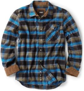 CQR Men's All Cotton Flannel Shirt, Long Sleeve Casual Button Up Plaid Shirt, Brushed Soft Outdoor Shirts HOF110-RVE_Small