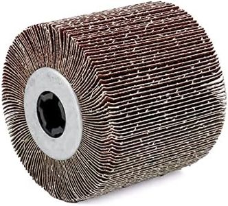 QWORK Flap Sanding Wheel, Wire Drawing Polishing Wheel, Aluminum Oxide Drum Burnishing Brush, 4.5" x 4" with 3/4"-4 Keyway (60 grit), Remove Rust/Weld Burr/Grinding