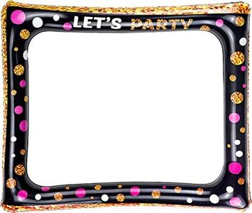 Inflatable Selfie Frame Giant Photo Booth Frame Birthday Photo Booth Picture Frame Celebration Blow Up Party Prop for Wedding, Baby Shower, Birthday Party Decorations Supplies - Black Gold