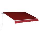 Outsunny 8' x 7' Retractable Awning, Patio Awnings, Sunshade Shelter with 280g/m² UV & Water-Resistant Fabric and Aluminum Frame for Deck, Balcony, Yard, Wine Red