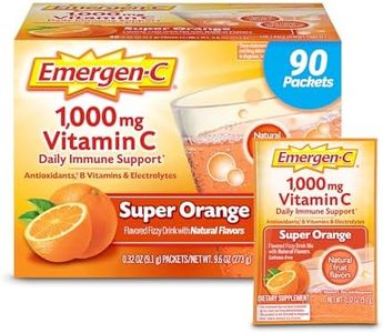 Emergen-C 1000mg Vitamin C Immune Support Powder Super Orange 90CT includes Zinc, Manganese, 7 B Vitamins and Electrolytes for Back to School Essentials