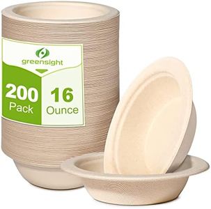 greensight 16oz Paper Bowls Disposable, 200 Pack Bowls Disposable Heavy Duty, Compostable Paper Bowls, Microwavable Bowls For Hot Soup, Salad, Ice Cream, Biodegradable Bowls Made Of Sugarcane