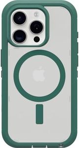 OtterBox iPhone 15 Pro (Only) Defender Series XT Clear Case - Velvet Evergreen (Clear), screenless, Rugged, Snaps to MagSafe, Lanyard Attachment