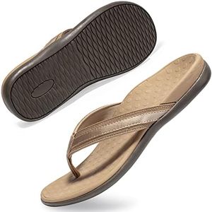 LLSOARSS Plantar Fasciitis Feet Sandal with Arch Support - Best Orthotic flip Flops for Flat Feet，Heel Pain- for Women, Rose Gold, 10