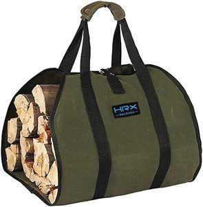 HRX Package Waxed Canvas Firewood Bag Carrier, Water Resistant Log Tote Wood Carrying Bag With Handles for Camping Trip Christmas Gift