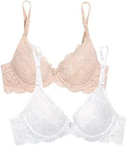 Smart & Sexy Women's Signature Lace Push-up Bra, in The Buff/White 2pk, 14DD