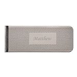 Personalised MC9 Silver with Pattern Money Clip - Engraved - Enter Your Custom Text