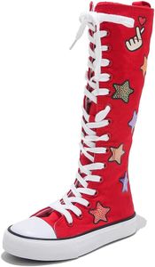 Boys and Girls High Top Children's Canvas Shoes Fashion Street Dance White Campus Shoe Outdoor Leisure Sneakers Shoes (Red, Big Kid, Women, 3, Numeric, US Footwear Size System, Narrow)