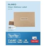 INJINEO 1" x 2-5/8" Crystal Clear Address Labels, Shipping Address Labels for Inkjet & Laser Printers, Compatible with 5600, 8660, 15600, 18660, Waterproof Label, Easy to Peel (750 Labels, 25 Sheets)