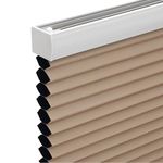 Changshade Cordless & Blackout Cellular Shade, Pleated Honeycomb Shade with The Diameter of 1.5 inch honeycombs, Room Darkening Window Shade and Blind, 48 inches Wide, Light Brown CEL48LB72C