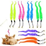 Worm Cat Toy, 12pcs Cat Wand Toys Replacement Head with Bells (6 Colors)