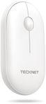 TECKNET Bluetooth Mouse, 2.4G USB-A Compact and Portable Mouse for Laptop 2 Modes(BT3.0/5.0+2.4Ghz), Silent Slim Clicks with USB Receiver, Compatible with PC, Chromebook, Mac - White