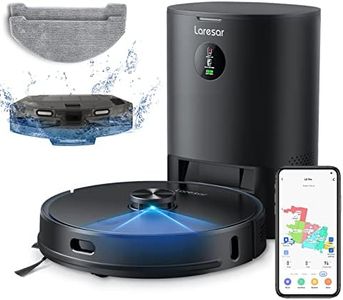 Laresar L6 Pro Robotic Vacuum Cleaner & Mop Combo-Auto Dirt Disposal,App Control,Works With Alexa,Lidar Navigation Smart Mapping,3000Pa Suction For Pet Hair,Floor,Carpet (1 Year Warranty) - Black