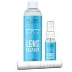 Ultra Clarity Lens Cleaner 1 oz Spray Bottle and 6 oz Refill Bottle, Lens Cleaning Spray, Professional Lens Cleaning Kit, for Standard & Anti Reflective Lenses