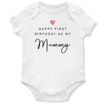 Purple Print House Happy First Birthday as my Mummy Babygrow Baby Boys Girls Heart Vest Babies, 3-6 Months, White