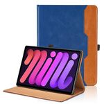 Case for iPad Mini 6 2021 - [Wake/Sleep] Multi-Angle Viewing Stand PU Leather Tablet Case with Hand Strap Pocket Smart Cover for iPad Mini 6th Generation 8.3 inch - Blue