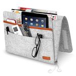 SIMBOOM Bedside Storage Pocket, Felt Hanging Organizer Bag Anti-Slip, Magazine Phone Remote Holder for Home Bed Rails, Sofa, Bunk Beds - Grey