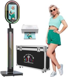 MWE Magic Mirror Photo Booth Touch Screen with Printer and 1200W Pixel 4K HD Camera,RGB Surround Light Music Sync,Mirror Video Booth with Software APP Remote Control (16in+Printer)