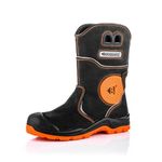 Buckbootz BVIZ5 Black Orange Hi Visibility 360 Reflective Waterproof Full Safety Rigger Boot with Ankle Protection & Pull On Handles (uk_footwear_size_system, adult, men, numeric, wide, numeric_8)