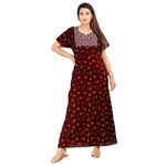 Deepali creation Cotton Embroidery Nighty for Womens/Girls Regular Nighty Rajasthani Nighty Gown Jaipuri Nighty Jaipuri Gown Maxi Gown (Free Size, Maroon)