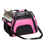 DONYER POWER Soft Sided Pet Carrier for Dogs & Cats Comfort Airline Approved Under Seat Travel Tote Bag, Travel Bag for Small Animals with Mesh Top and Sides,PINK