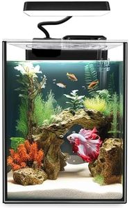 iPriro Glass Betta Aquarium Starter Kits 1.5 Gallon Small Fish Tank, Betta Fish Tank with LED Light, Power Filter, Black. 4mm Glass
