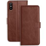 TOUCCH Flip case for Redmi 9A / 9i / 9A Sport| Leather Finish Cover & Flexible Stand Design | Card and Money Pocket | Brown