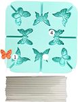 3D Butterfly Cartoon Lollipop Silicone Molds & 25pcs Paper Sticks (4inch), for Kid Party, Treat Bags, Non-Stick Chocolate, Candy, Gelatin Fudge, Ice Cube Tray，Wedding,Party and DIY Crafts ; D20HD