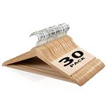 Edergoo Wooden Hangers 30 Pack, Smooth Surface Wooden Coat Hangers Adult, 360° Swivel Hook and Precisely Cut Notches Hangers for Clothes, Suit, Jacket, Dress, Natural
