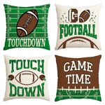 AVOIN colorlife Football Game Time Throw Pillow Covers, 18 x 18 Inch American Football Game Cushion Case for Sofa Couch Set of 4