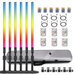 ZDMDRGB 6Pack 4ft Portable 4800mAh Battery Powered RGB Tube Light with Case Handheld Color Neon Lights Bar Stand for LED Video Studio Light Stick Photography DJ Dance Party Stage Photo Booth Lighting