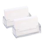 FDKJOK 2 Pcs Business Card Holders, Acrylic Business Card Stand, Business Cards Personalised, Card Stands for Display, for Desktop Office Front Desk Display, Fits 30-50 Business Cards(Clear)