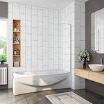 250x1400mm Fixed Bath Over Bath Square Glass Panel Shower Screen