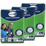 KareIn Classic Adult Diapers, Extra Large, Waist Size 127-165 Cm (50"-65"), 30 Count, Tape Style, Unisex, High Absorbency, Leak Proof, Wetness Indicator, Pack of 3