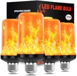 DAYBETTER LED Flame Light Bulbs, 4 Pack Flickering Light Bulbs, 4 Modes Halloween LED Bulbs, E26 Base Fire Bulb for Halloween, Christmas Decorations, Party, Outdoor, Indoor, Home Decor