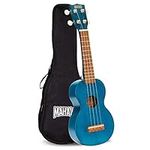 Mahalo Kahiko Soprano Ukulele for Beginners, Quality Musical String Instrument with Geared Machine Head & Ukulele Case, Small Guitar Ukulele for Kids & Adults, E-Book Guide, Transparent Blue