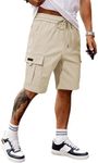 JMIERR Mens Stretch Cargo Shorts Cotton Classic Drawstring Relaxed Fit Extreme Motion Hiking Shorts,US 40(2XL),Apricot